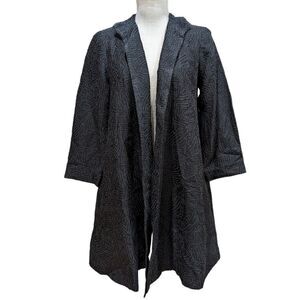 NWT Eileen Fisher Women's Funnel Neck A-line Coat Size Petite Small in Black